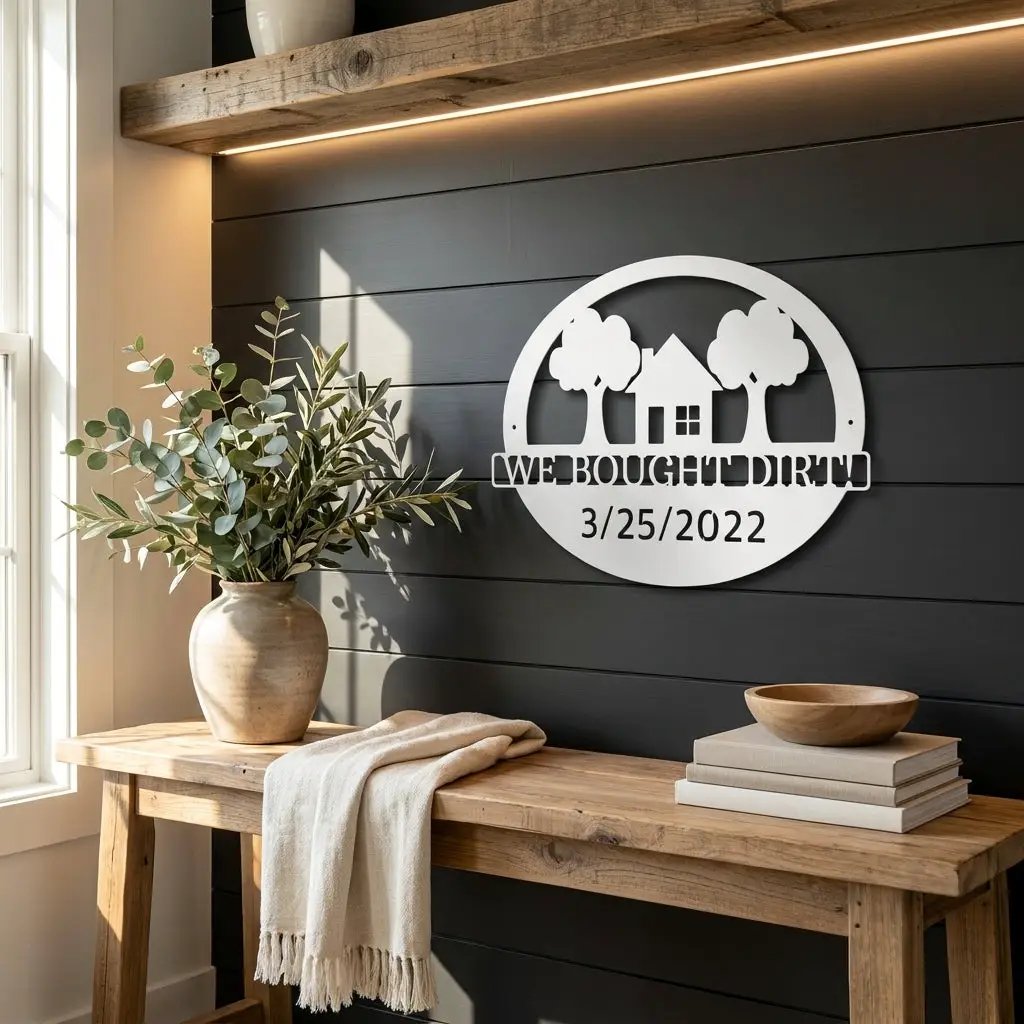 Custom New Home Steel Sign – Farmhouse Housewarming Gift with Established Date