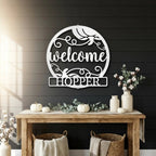 Personalized Pumpkin Metal Wall Art – Welcome Fall Sign with Family Name – Rustic Autumn Decor – Custom Front Door Pumpkin Sign – Farmhouse Fall Decor