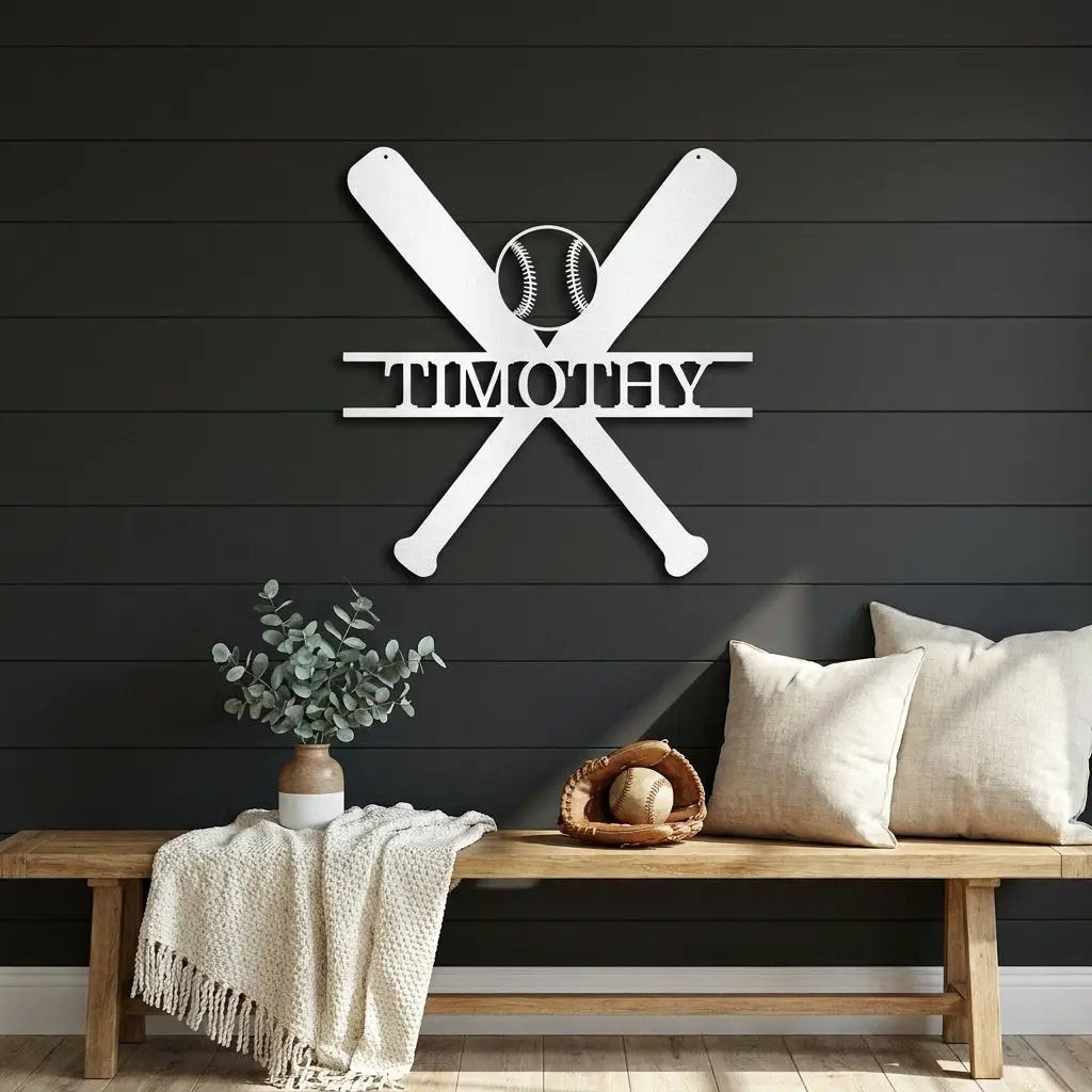 Personalized Baseball Bat Metal Wall Art with Name, Custom Baseball Sign, Boys Room Decor, Sports Wall Art, Baseball Player Gift Idea
