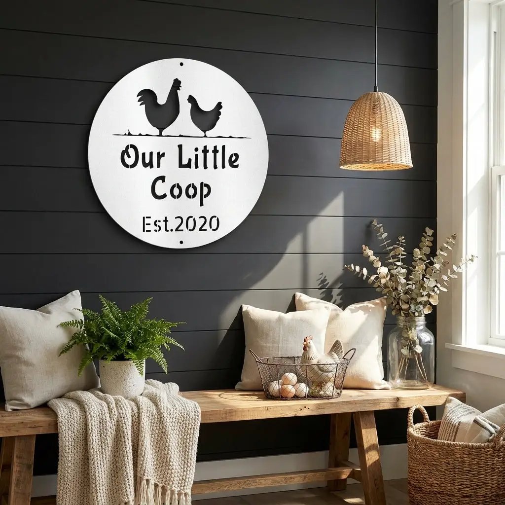 Our Little Coop Metal Sign – Personalized Chicken Coop Sign – Custom Farm Decor – Backyard Chicken Gift