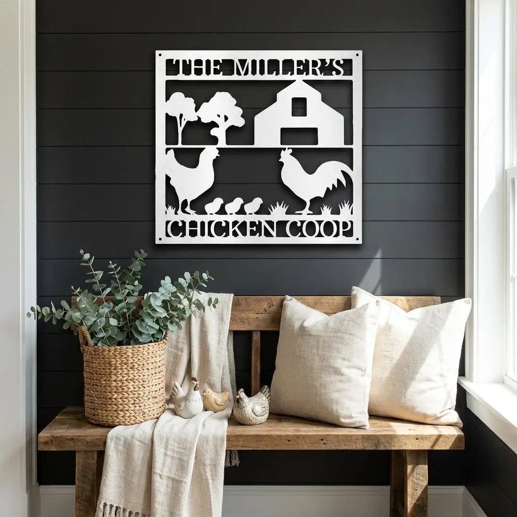 Personalized Chicken Coop Metal Sign – Custom Farm Sign – Backyard Chicken Decor – Farmhouse Wall Art