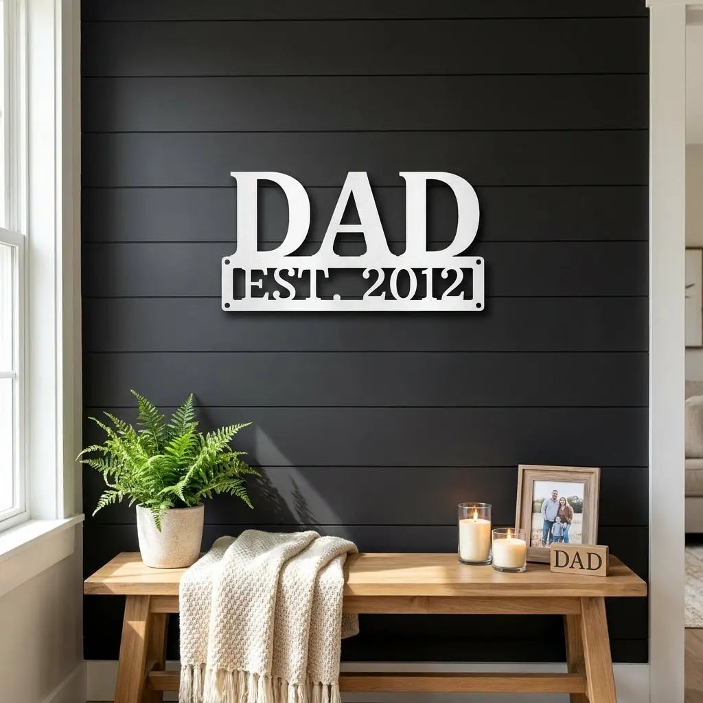 Dad Personalized Established Date Metal Aet Sign – Father’s Day Gift – Custom Family Decor