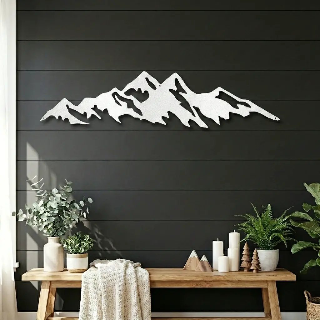 Mountain Ridge Indoor Outdoor Steel Wall Sign Art