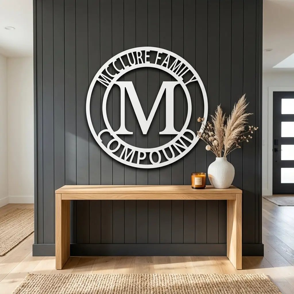 Letter Family Name Personalized Indoor Outdoor Steel Wall Sign Art