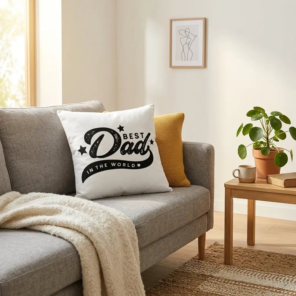 Best Dad in the World Indoor/Outdoor Throw Pillow | Father's Day Gift for Dad | Decorative Cushion for Home, Porch & Patio