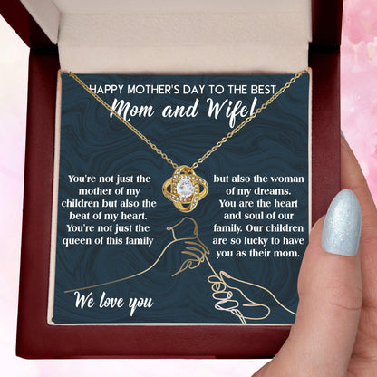 Mother's Day Gift to Wife You're the Mother of My Children and the Beat of My Heart Love Knot Pendant Necklace - Mallard Moon Gift Shop