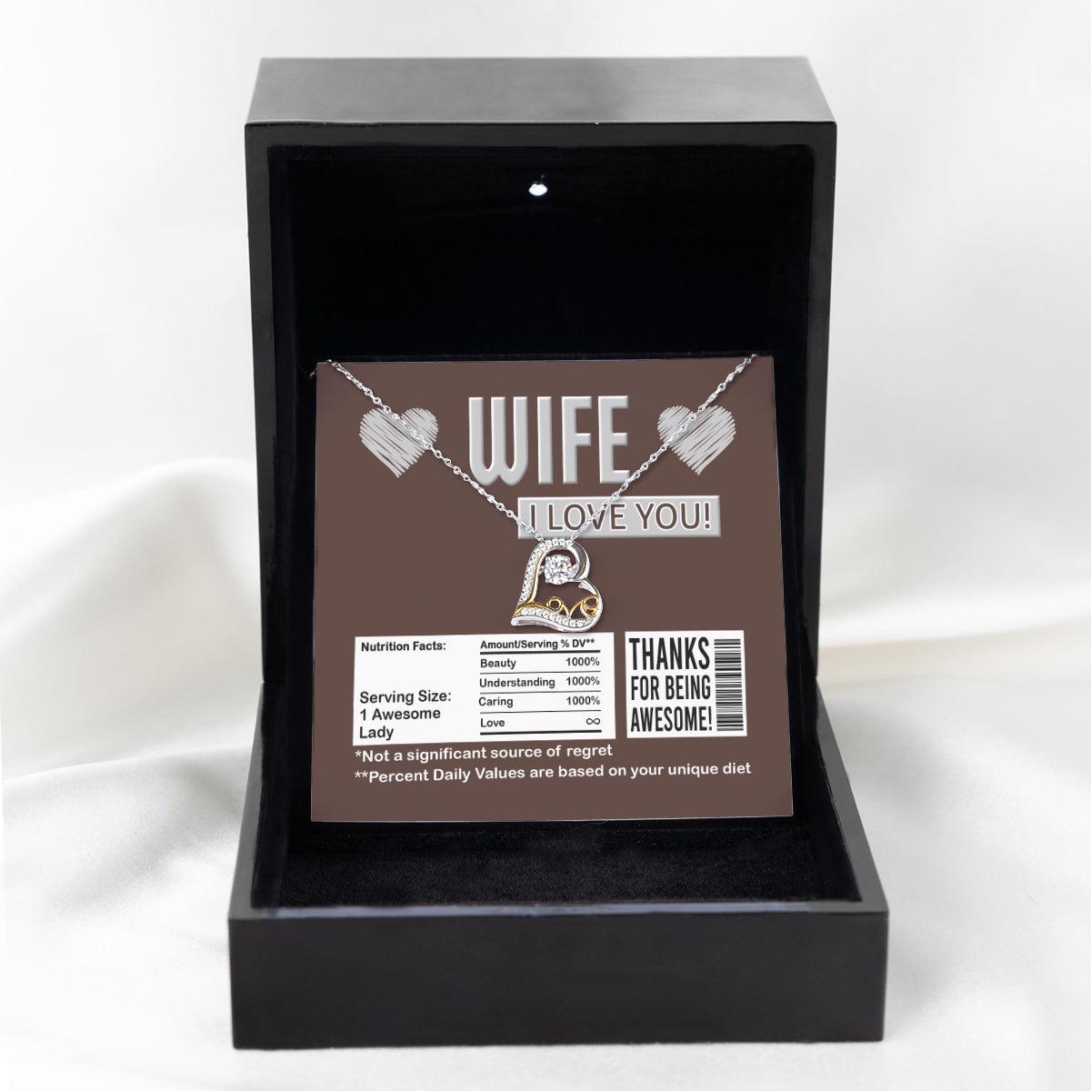 Wife Funny Nutrition Facts Love Heart Pendant Necklace Wedding Anniversary Birthday Valentine Gift From Husband - Mallard Moon Gift Shop