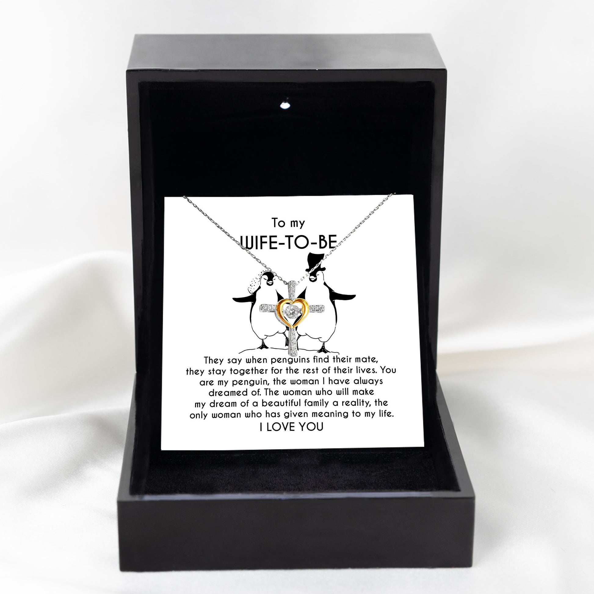 To My Wife-to-be You Are My Penguin Love Dancing Heart Pendant Necklace - Mallard Moon Gift Shop