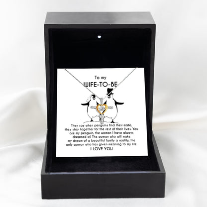 To My Wife-to-be You Are My Penguin Love Dancing Heart Pendant Necklace - Mallard Moon Gift Shop