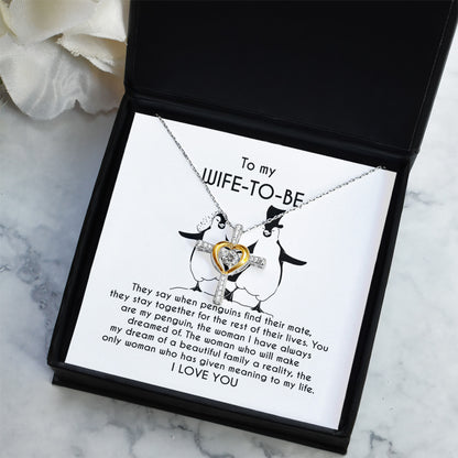 To My Wife-to-be You Are My Penguin Love Dancing Heart Pendant Necklace - Mallard Moon Gift Shop