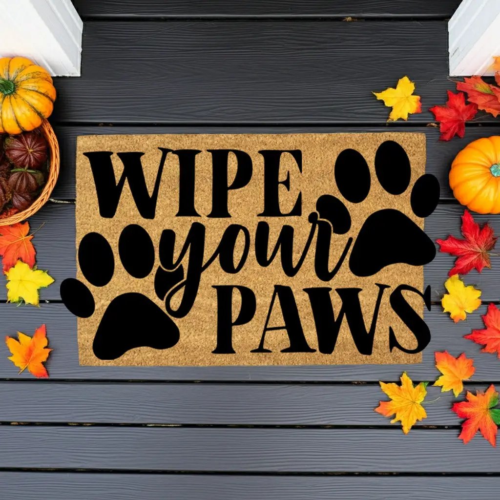 Wipe Your Paws Funny Pet Doormat | Natural Coir Welcome Mat for Dog & Cat Owners | Farmhouse Style Entry Rug