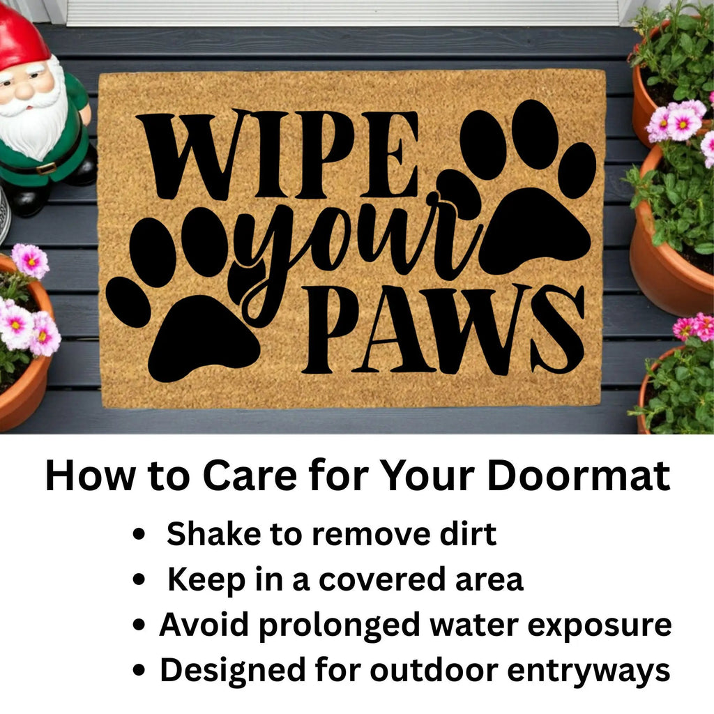 Wipe Your Paws Funny Pet Doormat | Natural Coir Welcome Mat for Dog & Cat Owners | Farmhouse Style Entry Rug