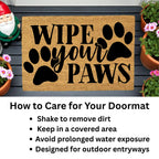 Wipe Your Paws Funny Pet Doormat | Natural Coir Welcome Mat for Dog & Cat Owners | Farmhouse Style Entry Rug