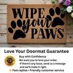 Wipe Your Paws Funny Pet Doormat | Natural Coir Welcome Mat for Dog & Cat Owners | Farmhouse Style Entry Rug