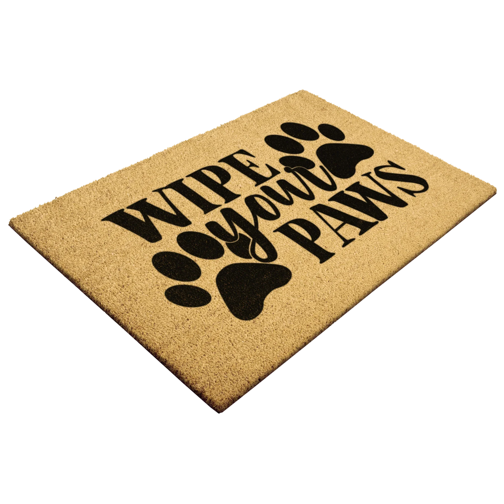Wipe Your Paws Funny Pet Doormat | Natural Coir Welcome Mat for Dog & Cat Owners | Farmhouse Style Entry Rug