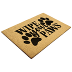 Wipe Your Paws Funny Pet Doormat | Natural Coir Welcome Mat for Dog & Cat Owners | Farmhouse Style Entry Rug