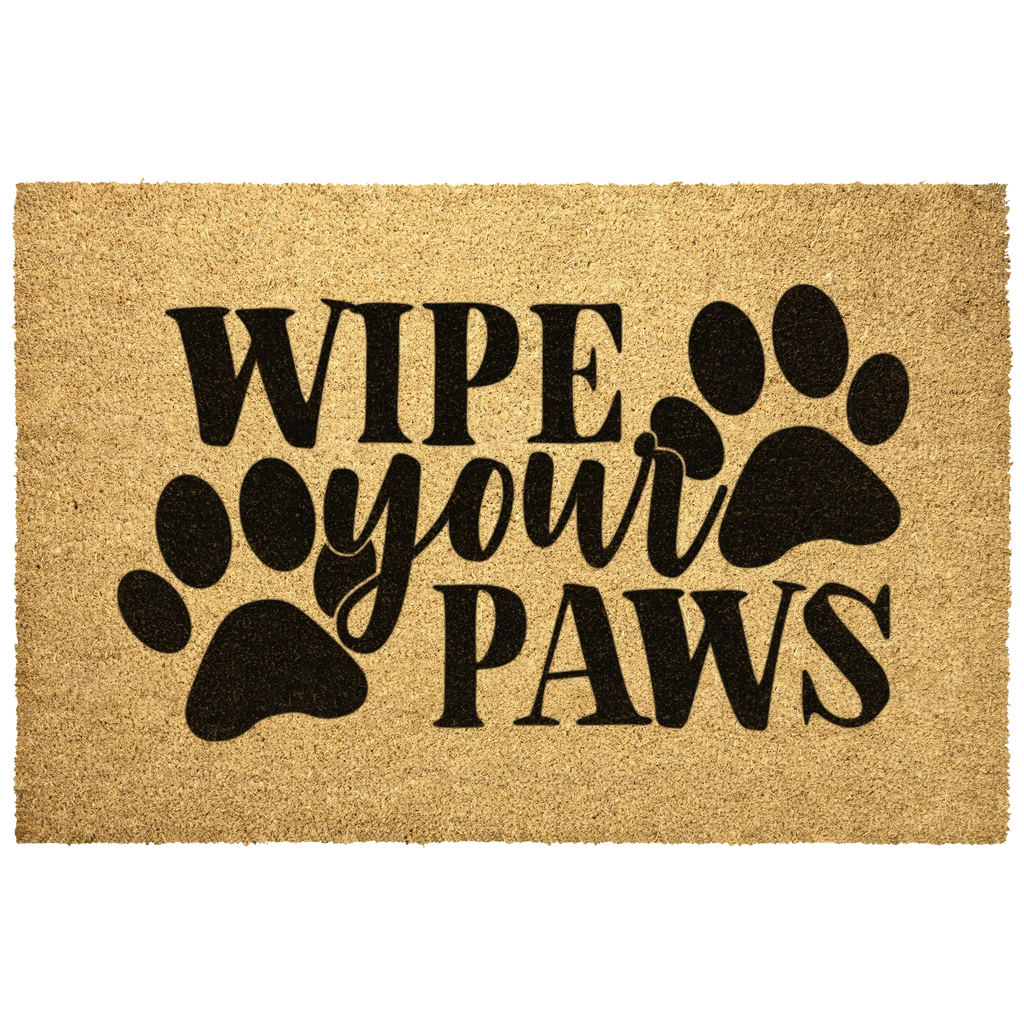 Wipe Your Paws Funny Pet Doormat | Natural Coir Welcome Mat for Dog & Cat Owners | Farmhouse Style Entry Rug