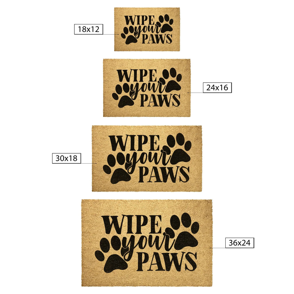 Wipe Your Paws Funny Pet Doormat | Natural Coir Welcome Mat for Dog & Cat Owners | Farmhouse Style Entry Rug