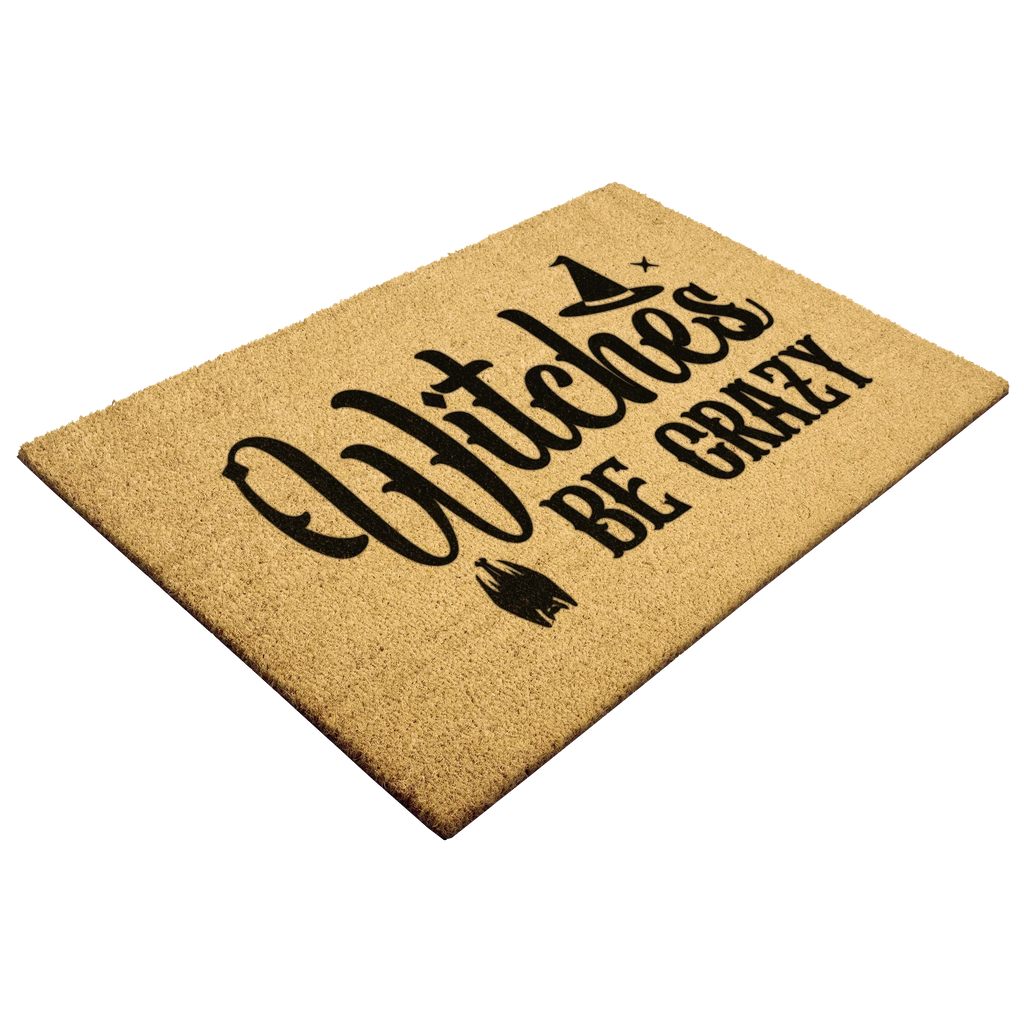 Witches Be Crazy Coir Doormat – Funny Witch Halloween Welcome Mat | Spooky Fall Front Porch Decor | Rustic Farmhouse Entry Rug