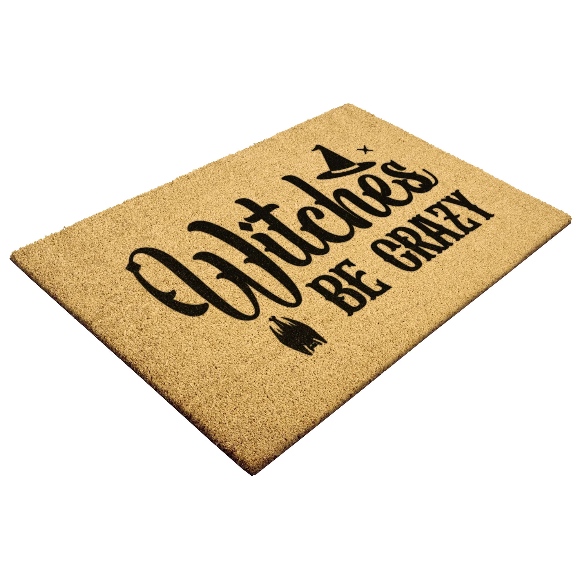 Witches Be Crazy Coir Doormat – Funny Witch Halloween Welcome Mat | Spooky Fall Front Porch Decor | Rustic Farmhouse Entry Rug
