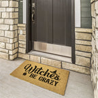 Witches Be Crazy Coir Doormat – Funny Witch Halloween Welcome Mat | Spooky Fall Front Porch Decor | Rustic Farmhouse Entry Rug
