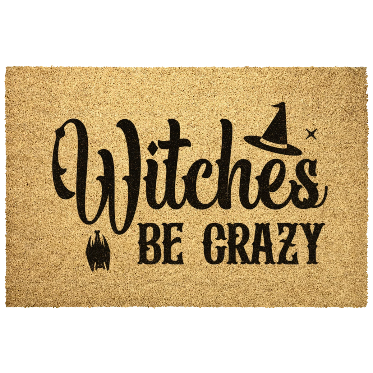 Witches Be Crazy Coir Doormat – Funny Witch Halloween Welcome Mat | Spooky Fall Front Porch Decor | Rustic Farmhouse Entry Rug