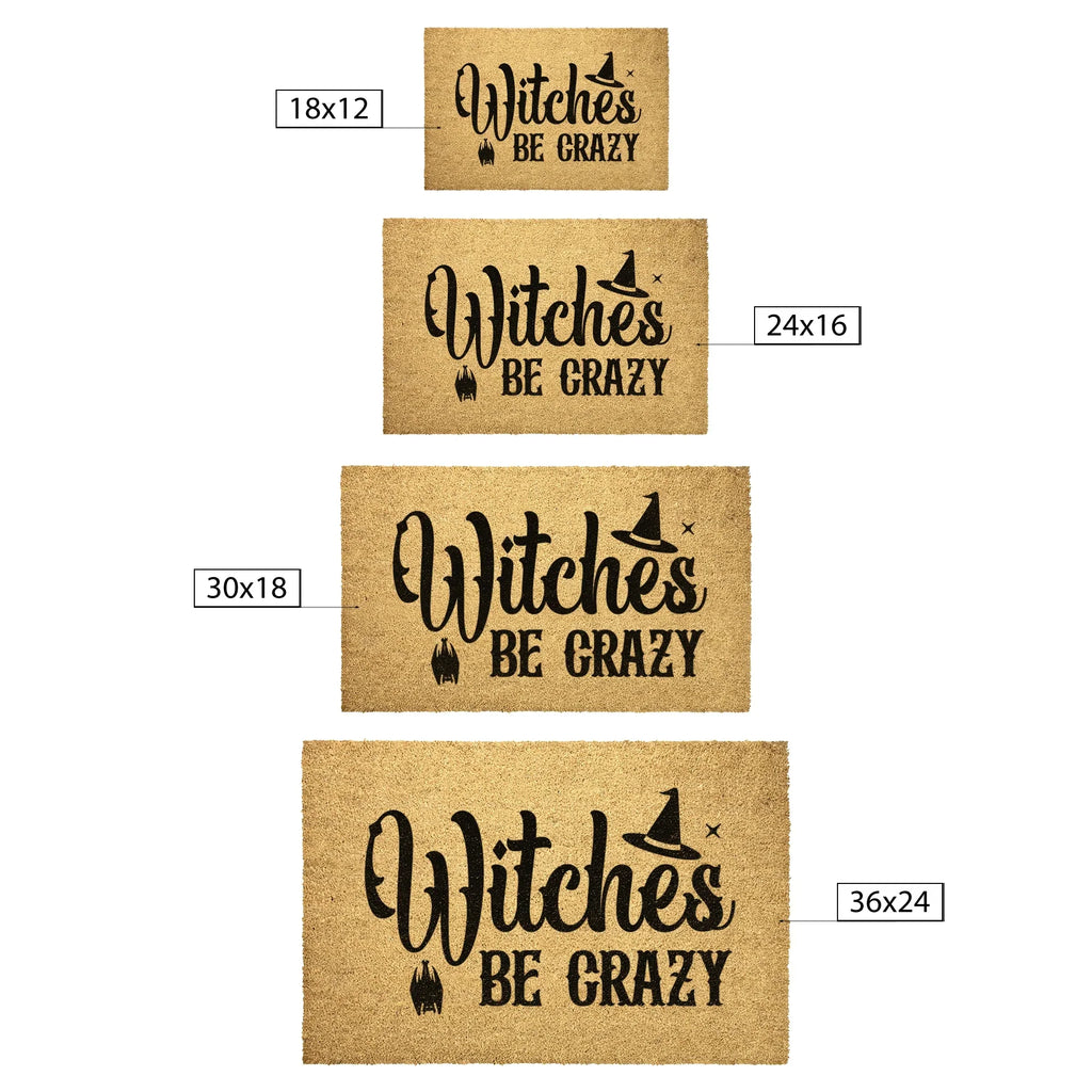 Witches Be Crazy Coir Doormat – Funny Witch Halloween Welcome Mat | Spooky Fall Front Porch Decor | Rustic Farmhouse Entry Rug