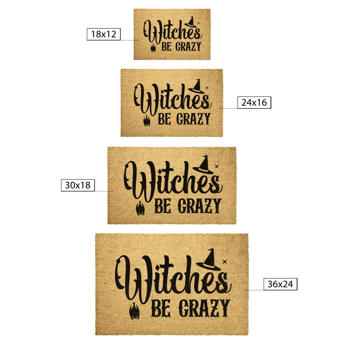 Witches Be Crazy Coir Doormat – Funny Witch Halloween Welcome Mat | Spooky Fall Front Porch Decor | Rustic Farmhouse Entry Rug