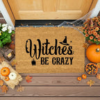 Witches Be Crazy Coir Doormat – Funny Witch Halloween Welcome Mat | Spooky Fall Front Porch Decor | Rustic Farmhouse Entry Rug