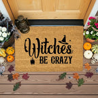Witches Be Crazy Coir Doormat – Funny Witch Halloween Welcome Mat | Spooky Fall Front Porch Decor | Rustic Farmhouse Entry Rug