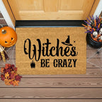 Witches Be Crazy Coir Doormat – Funny Witch Halloween Welcome Mat | Spooky Fall Front Porch Decor | Rustic Farmhouse Entry Rug