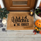 Witches Be Crazy Coir Doormat – Funny Witch Halloween Welcome Mat | Spooky Fall Front Porch Decor | Rustic Farmhouse Entry Rug