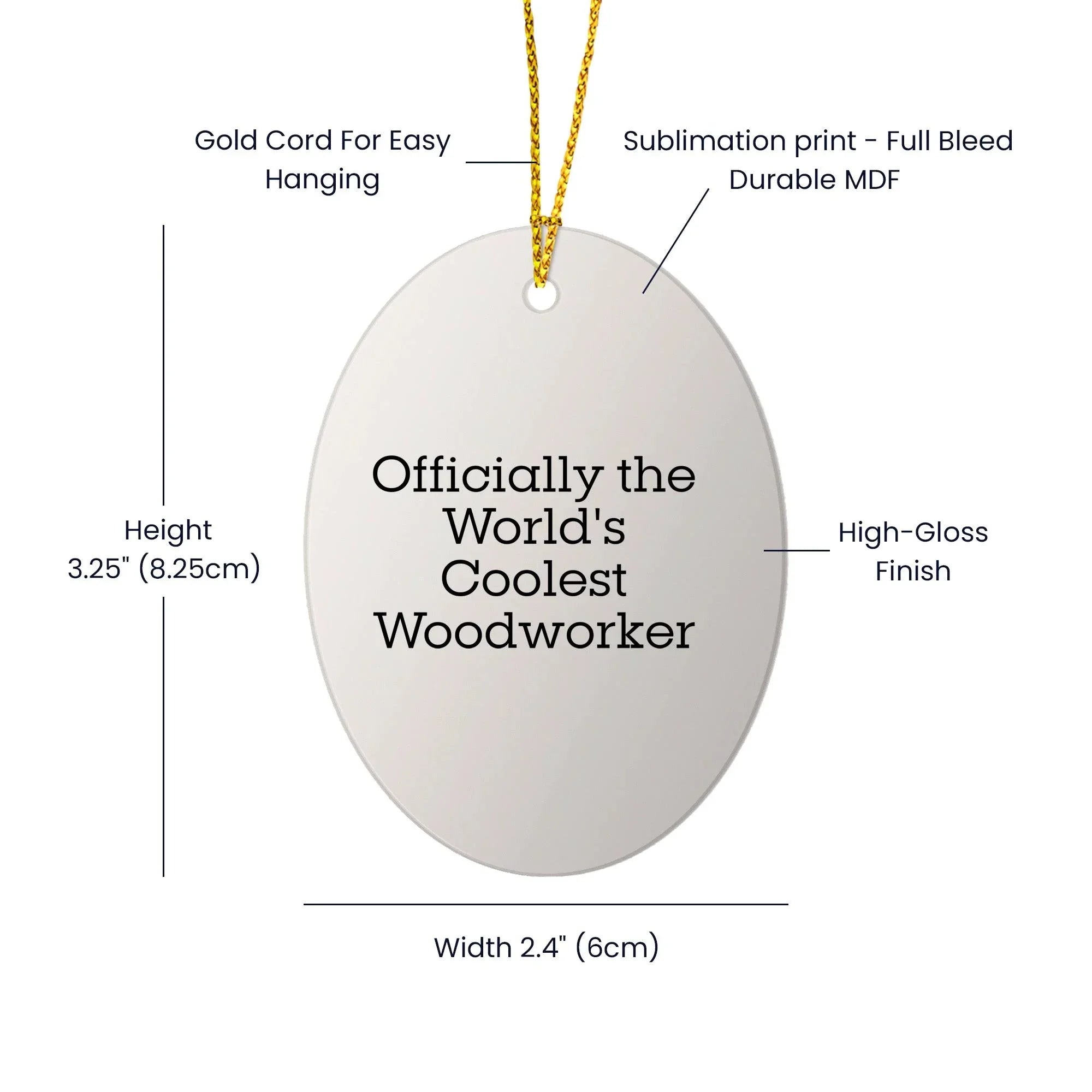 Woodworker Gifts from Friends - Officially The World's Coolest Woodworker Oval Ornament - Funny Christmas Decor