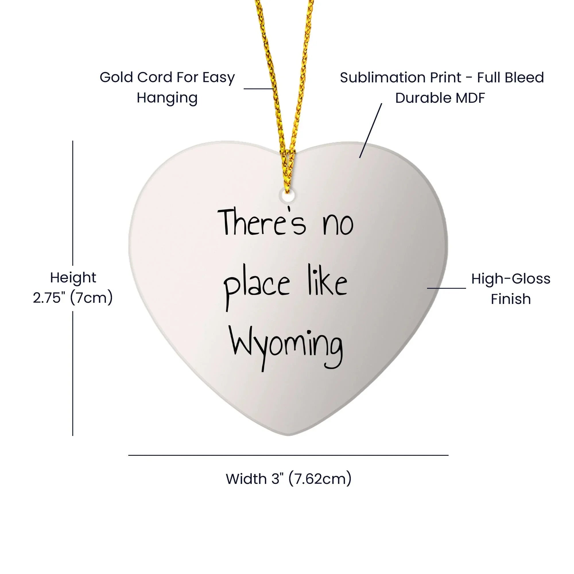 Wyoming Heart Ornament- 'There's No Place Like Wyoming', Christmas Gifts