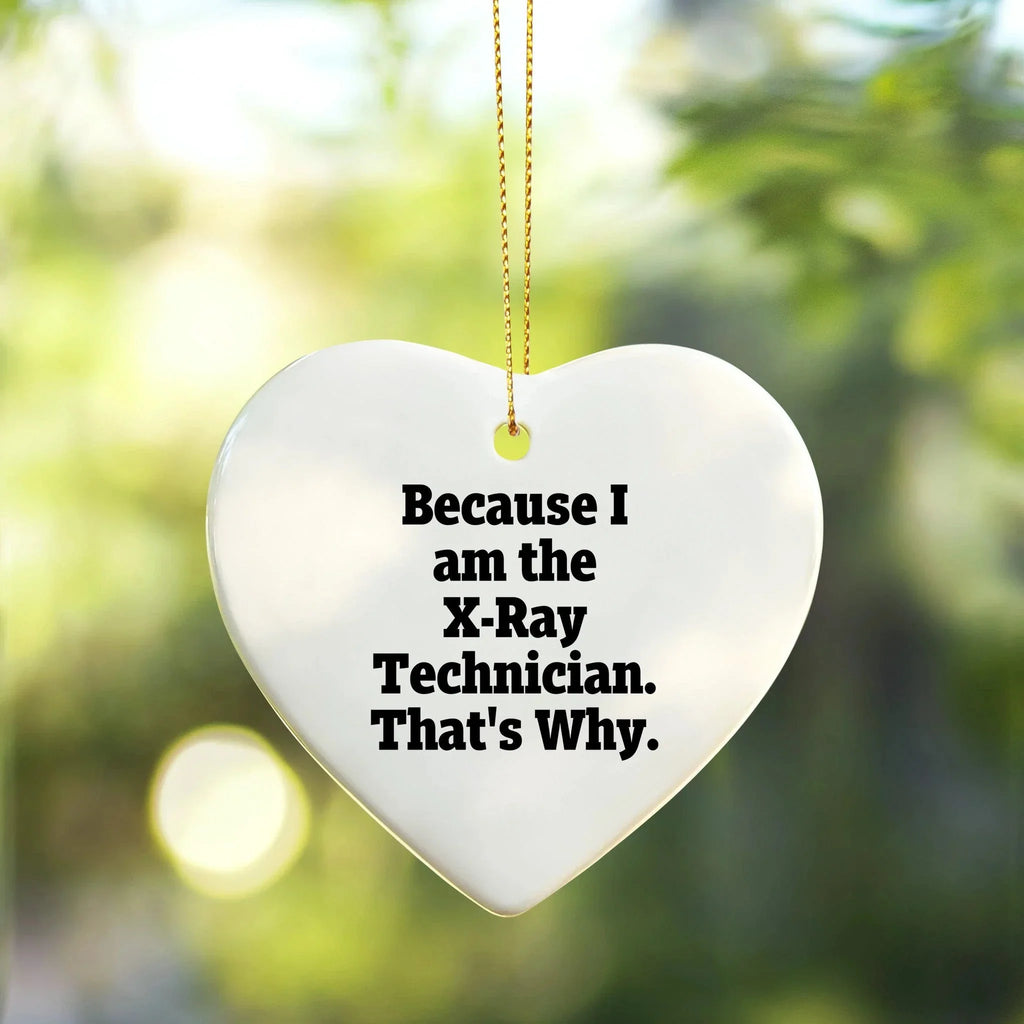 X-Ray Technician Gifts from Men, Unique Heart Ornament for Christmas, Because I Am The X-ray Technician. That's Why., Funny Quote