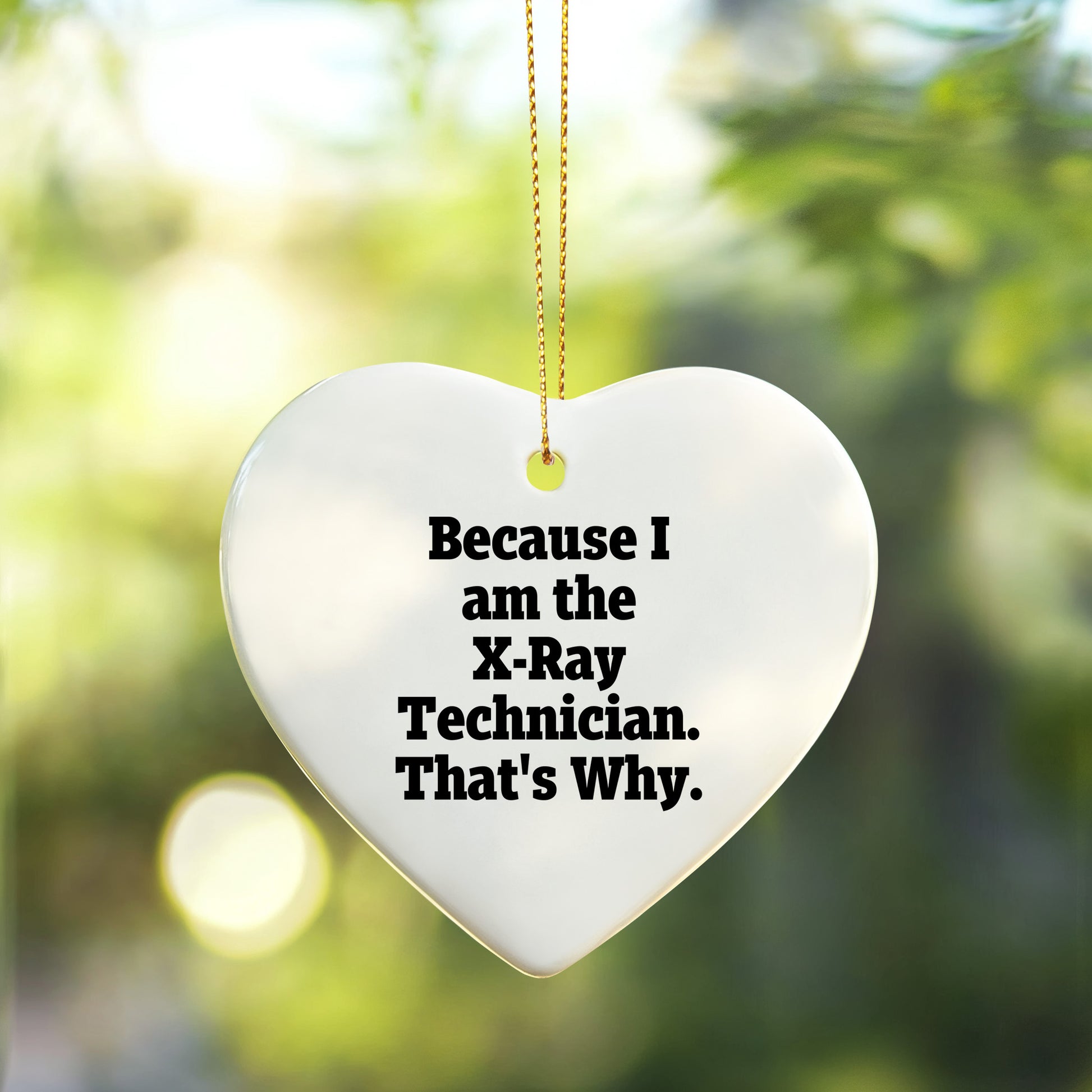 X-Ray Technician Gifts from Men, Unique Heart Ornament for Christmas, Because I Am The X-ray Technician. That's Why., Funny Quote