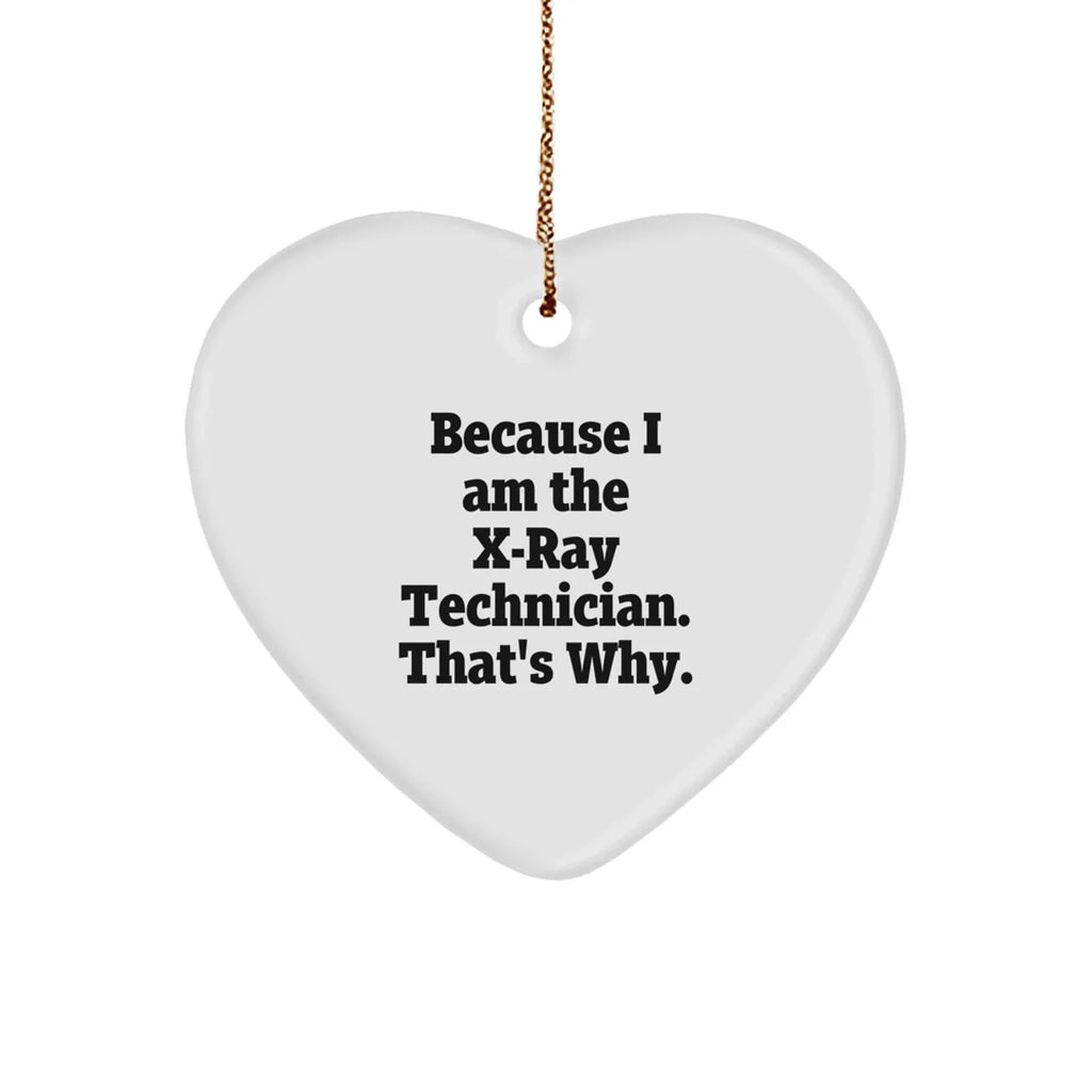 X-Ray Technician Gifts from Men, Unique Heart Ornament for Christmas, Because I Am The X-ray Technician. That's Why., Funny Quote
