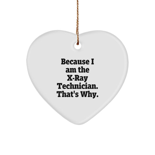 X-Ray Technician Gifts from Men, Unique Heart Ornament for Christmas, Because I Am The X-ray Technician. That's Why., Funny Quote