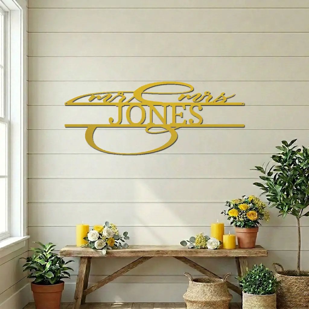 Mr And Mrs Couples Personalized Name Metal Art Wall Sign