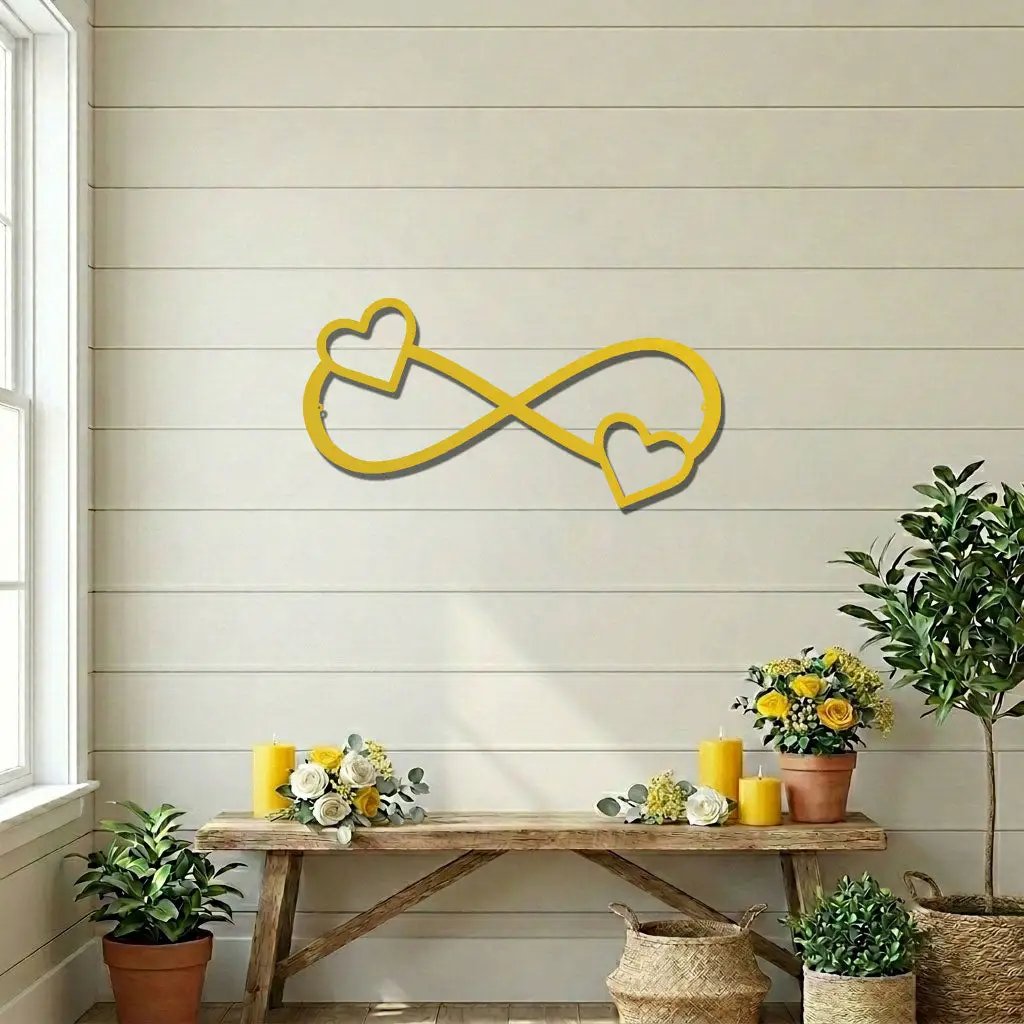 Infinity Heart Metal Wall Art – Personalized Couple Sign – Romantic Wall Decor – Wedding & Anniversary Gift