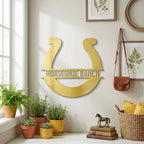 Personalized Horseshoe Metal Sign Custom Ranch Name Sign Western Decor Farmhouse Wall Art Horse Lover Gift Barn Decor Custom Steel Sign