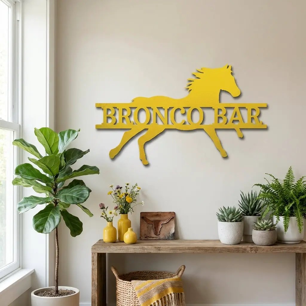 Personalized Horse Metal Wall Art Sign – Custom Ranch Name Sign – Western Barn Decor – Equestrian Steel Wall Art – Rustic Farmhouse Horse Lover Gift