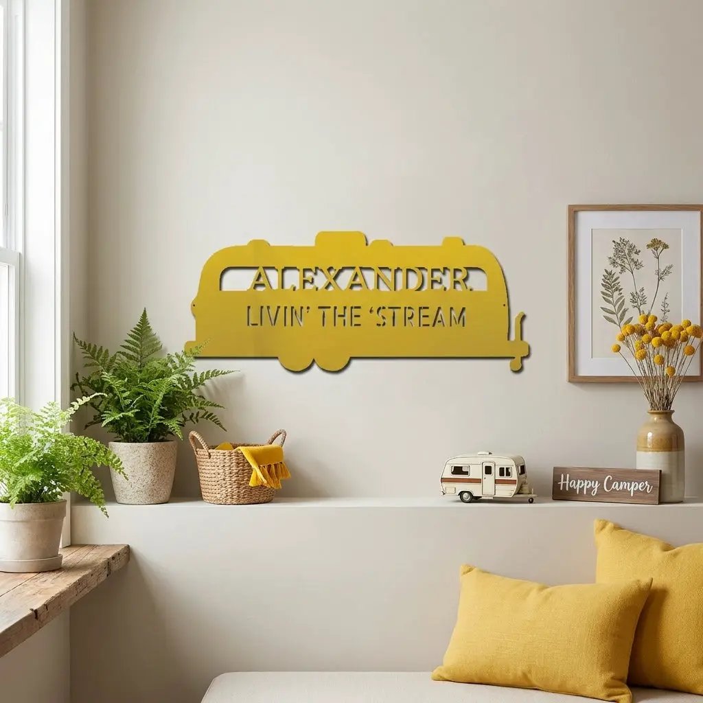 Personalized Airstream Camper Metal Sign – Custom RV Name Sign – Camper Decor – Outdoor RV Sign Gift