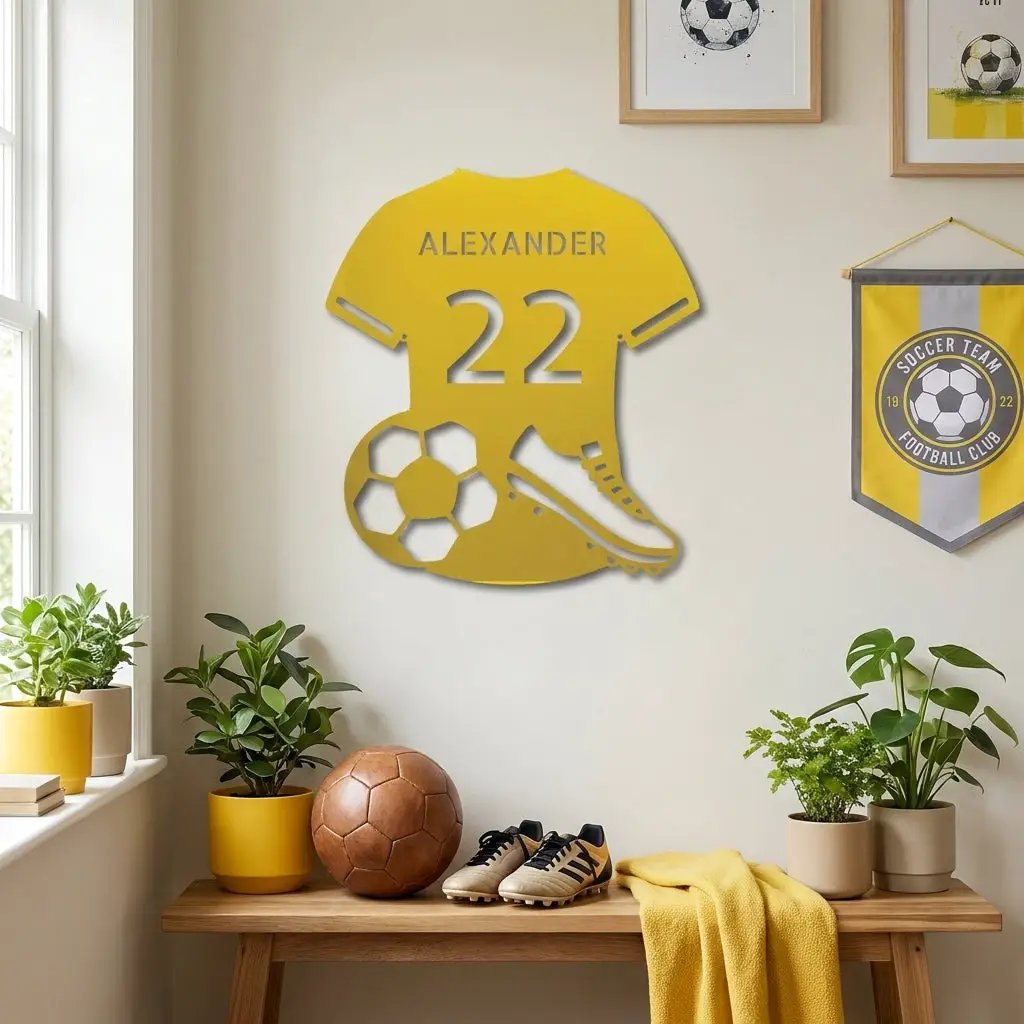 Soccer Jersey Monogram Custom Name Steel Sign Metal Wall Art