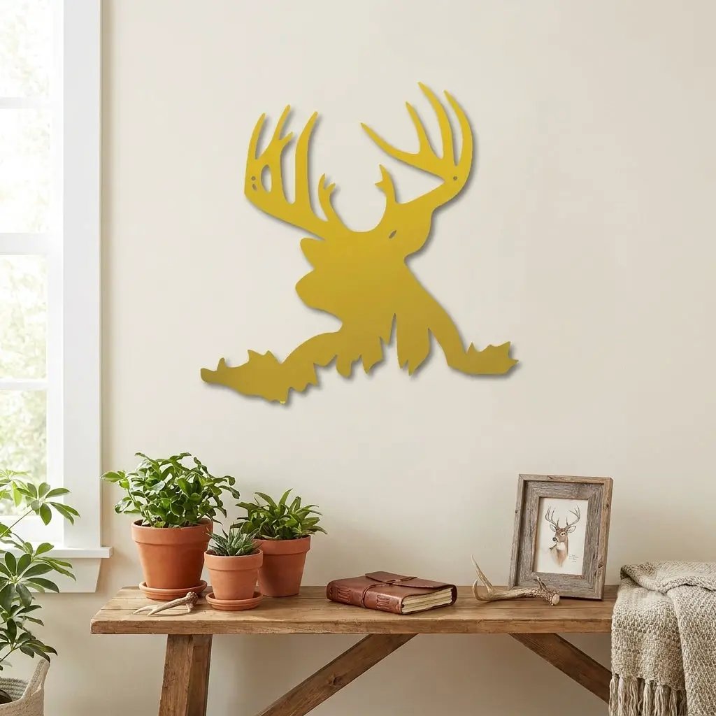 Deer Head Metal Wall Art – Buck Silhouette Wall Decor – Rustic Cabin Decor – Hunting Gift – Lodge Wall Art