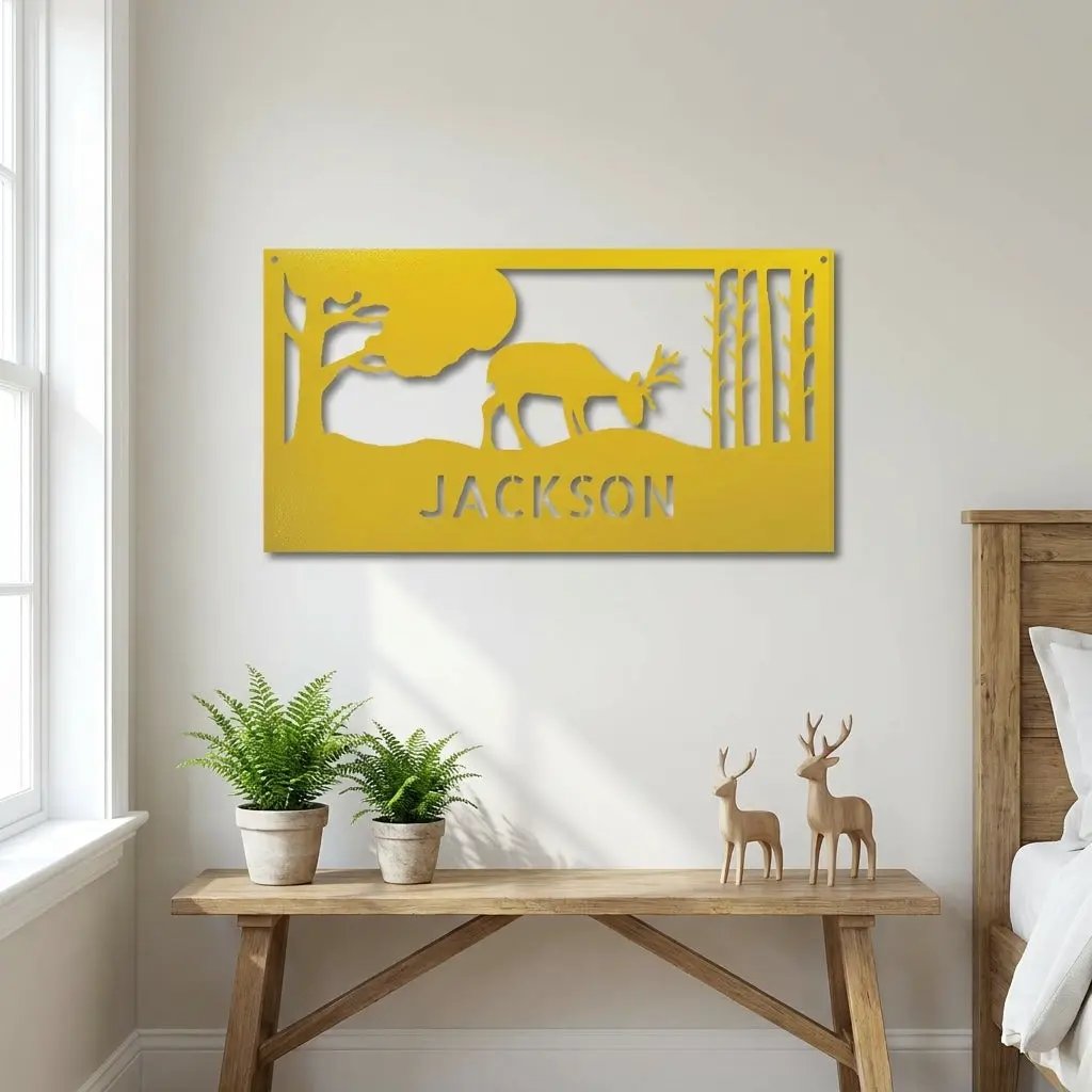 Personalized Deer Metal Sign, Hunting Wall Art, Custom Deer Name Sign, Rustic Cabin Decor