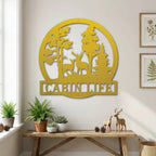 Deer in the Woods Personalized Metal Art Wall Sign: A Serene Slice of Nature for Your Home