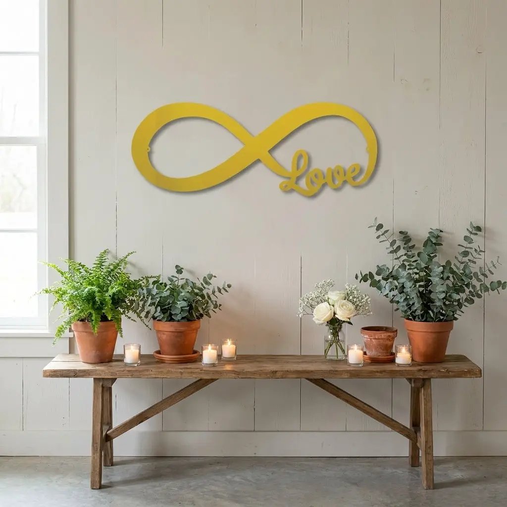 Infinity Love Metal Wall Art – Romantic Minimalist Decor – Wedding & Anniversary Gift