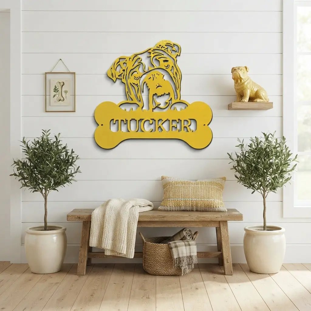 Bulldog Custom Name Metal Art Wall Sign