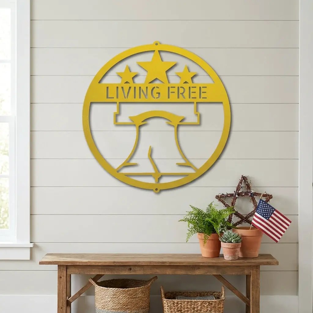 Custom Liberty Bell Metal Wall Art Patriotic Decor Made in USA Steel Sign Indoor Outdoor Americana Wall Hanging